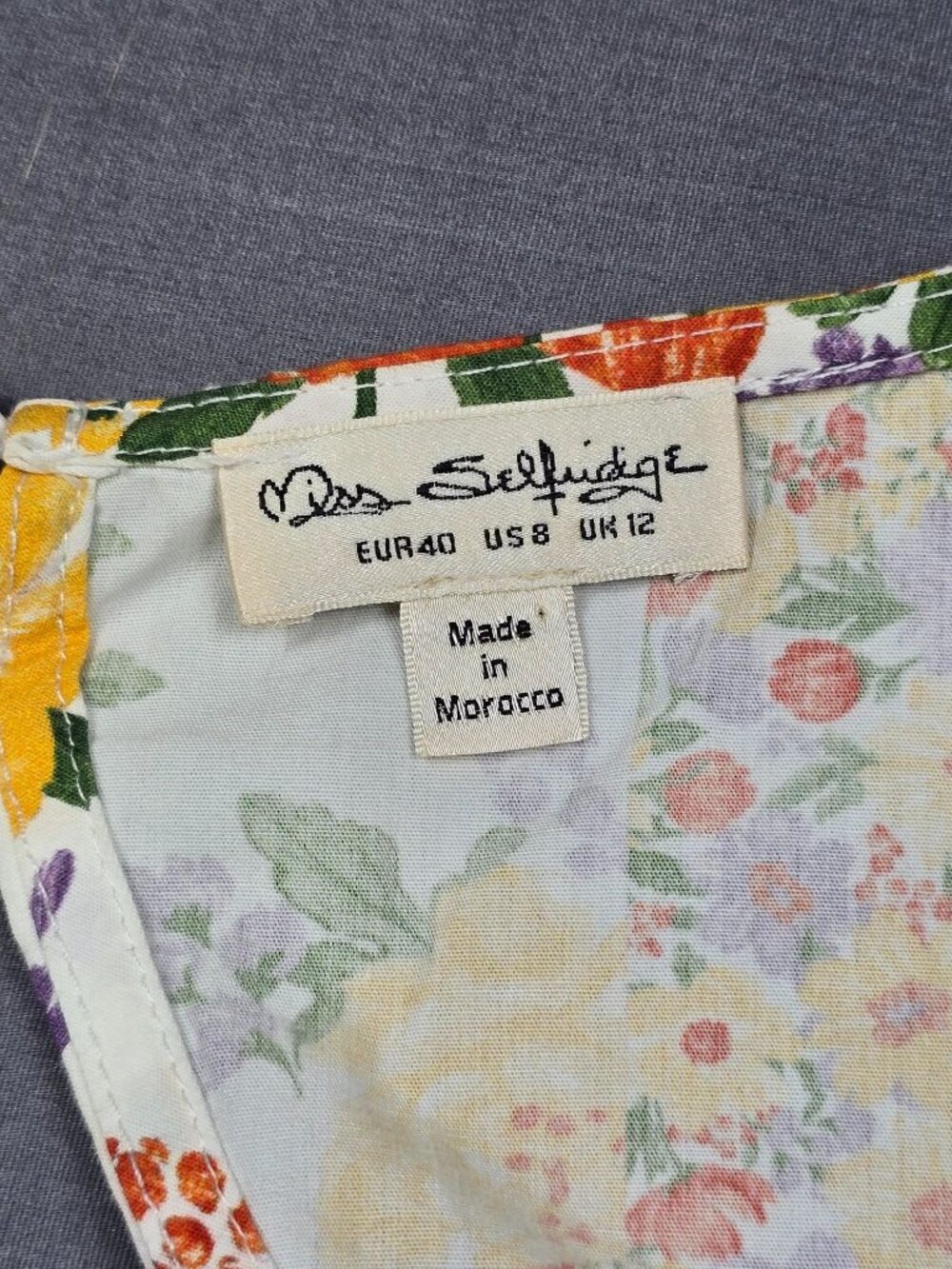 Miss Selfridge 8 Floral 100% Cotton Midi Dress Puff Sleeve Open Back Cottagecore - Picture 3 of 5
